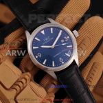 Perfect Replica IWC Ingenieur Blue Face Black Leather Strap 40mm Watch